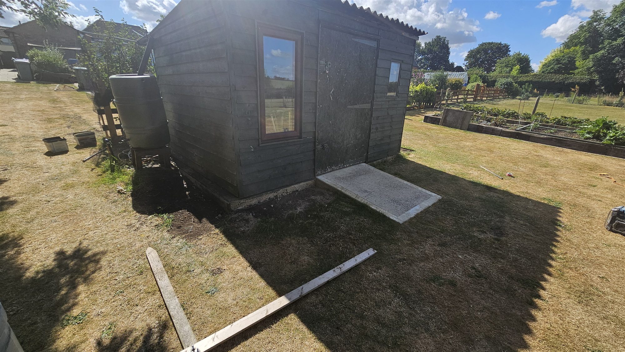 Colsterworth shed area before block paving installation