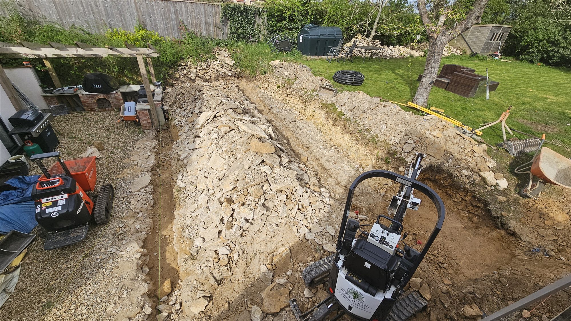 Ropsley garden during excavation for tiered levels