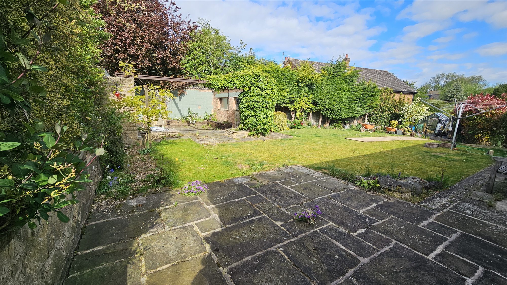 Wide view of Greetham garden before complete transformation